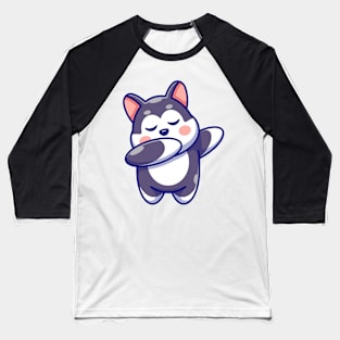 Cute baby husky dabbing cartoon Baseball T-Shirt